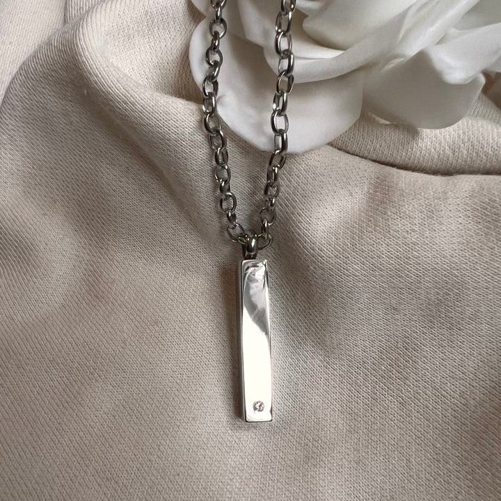 Engraved Signature Handwriting 3d Bar Ashes Urn Necklace - Nicky Robin Memorial Jewellery