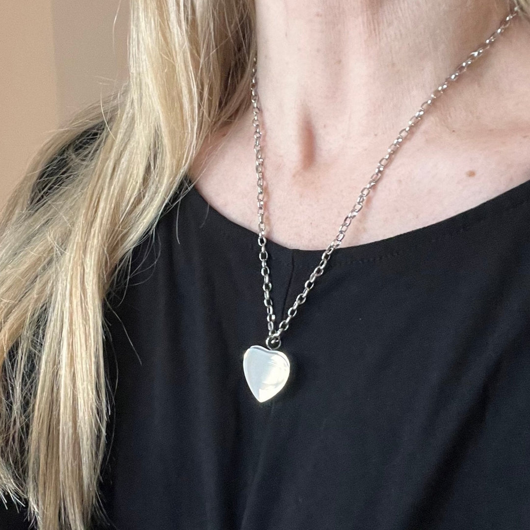Engraved Signature Handwriting Heart Design Self Fill Ashes Urn Necklace - Nicky Robin Memorial Jewellery
