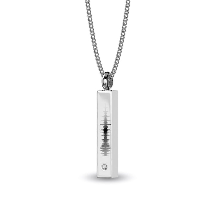 Engraved Soundwave 3d Bar Ashes Urn Necklace - Nicky Robin Memorial Jewellery