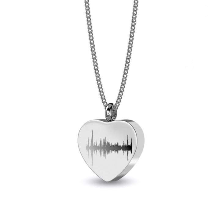 Engraved Soundwave Heart Self Fill Ashes Urn Necklace - Nicky Robin Memorial Jewellery