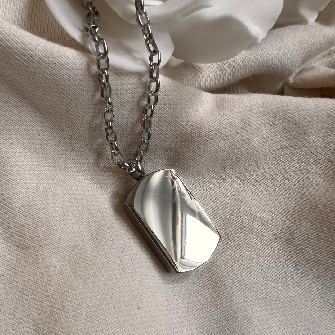 Engraved Soundwave Self Fill Ashes Necklace - Tag Design - Nicky Robin Memorial Jewellery