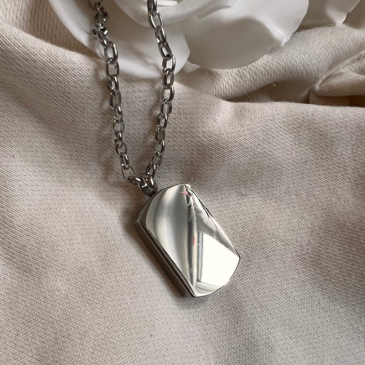 Engraved Soundwave Self Fill Ashes Necklace - Tag Design - Nicky Robin Memorial Jewellery