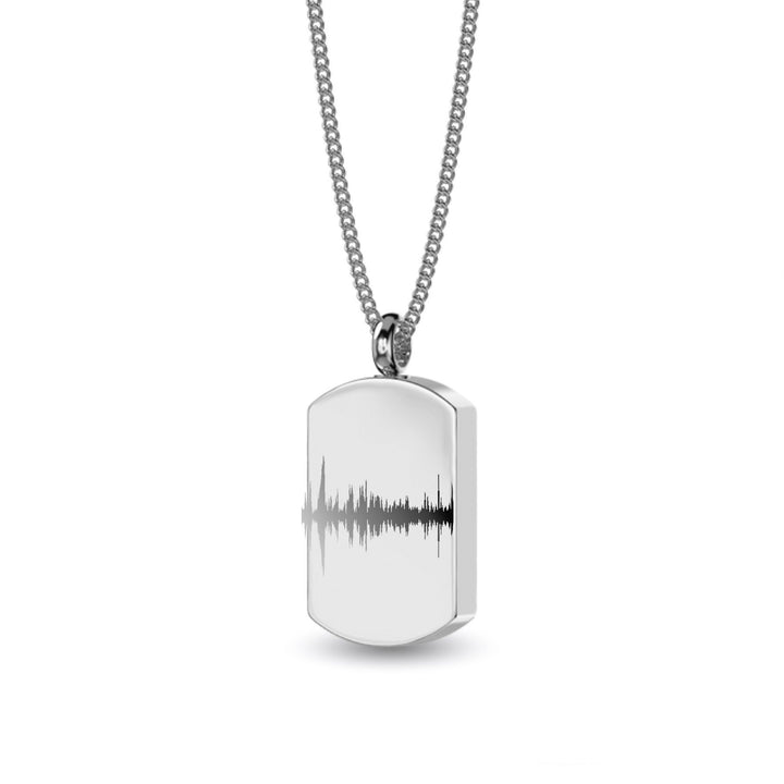 Engraved Soundwave Self Fill Ashes Necklace - Tag Design - Nicky Robin Memorial Jewellery