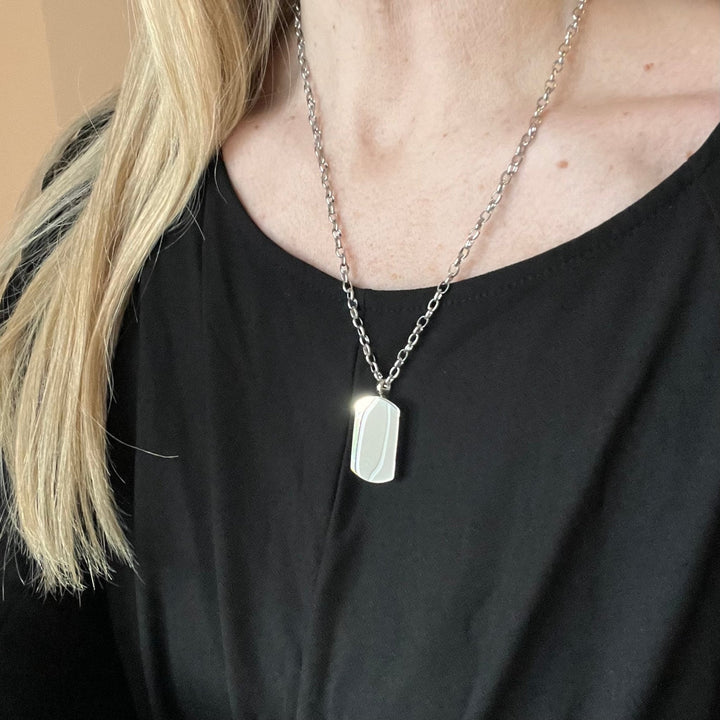 Engraved Soundwave Self Fill Ashes Necklace - Tag Design - Nicky Robin Memorial Jewellery