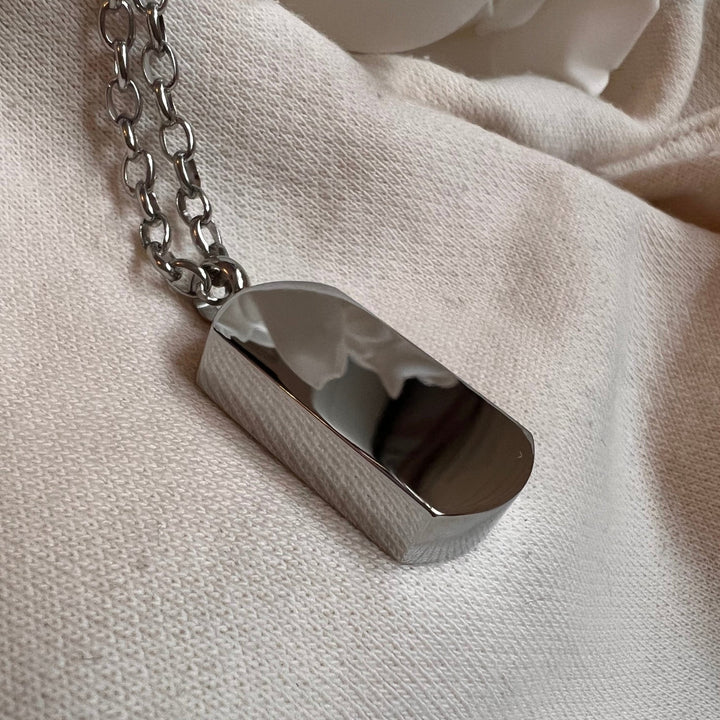 Engraved Soundwave Self Fill Ashes Necklace - Tag Design - Nicky Robin Memorial Jewellery