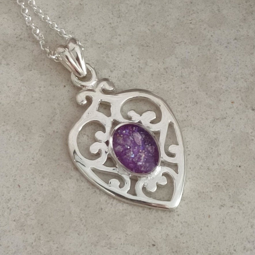 Fancy Heart Memorial Ashes Necklace - Nicky Robin Memorial Jewellery