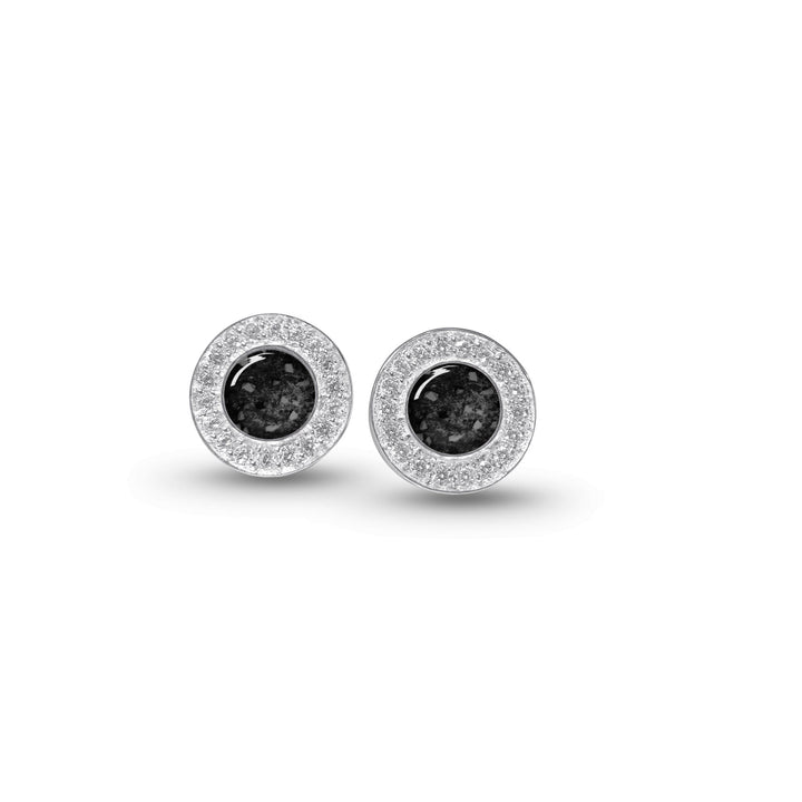Halo Cubic Zirconia (CZ) Round Ashes Earrings - Nicky Robin Memorial Jewellery