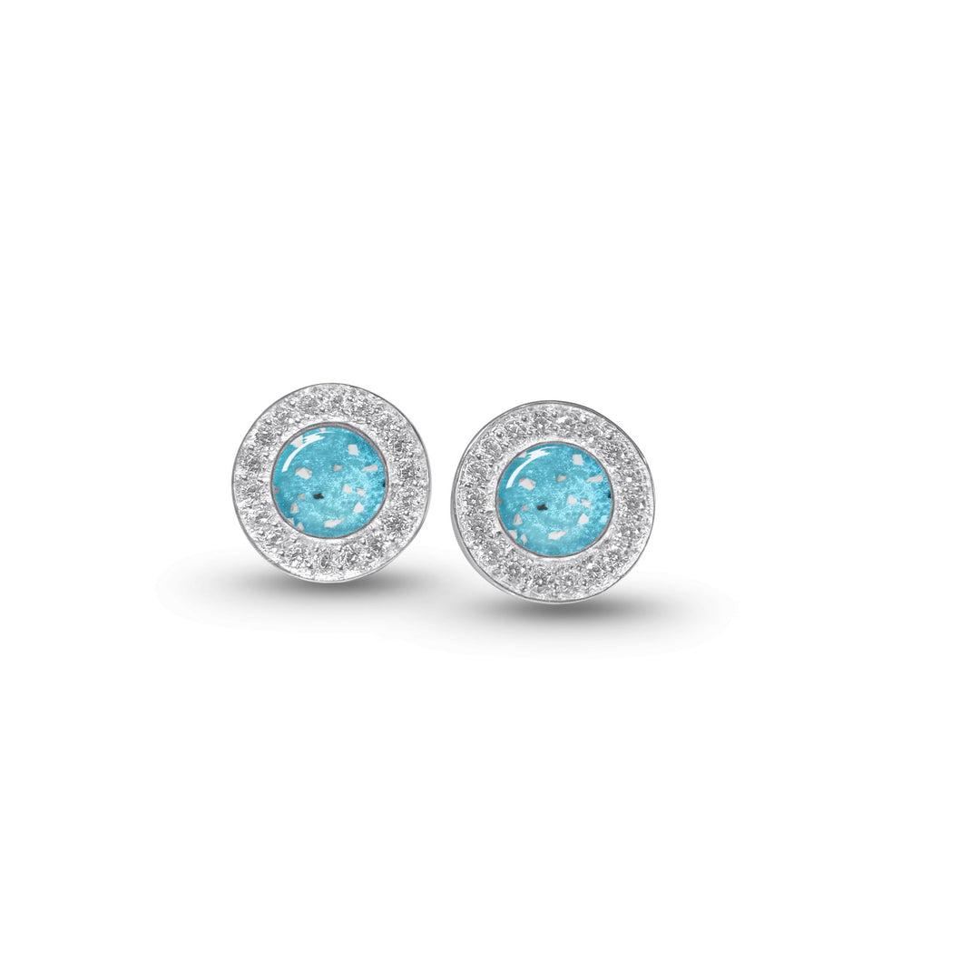Halo Cubic Zirconia (CZ) Round Ashes Earrings - Nicky Robin Memorial Jewellery