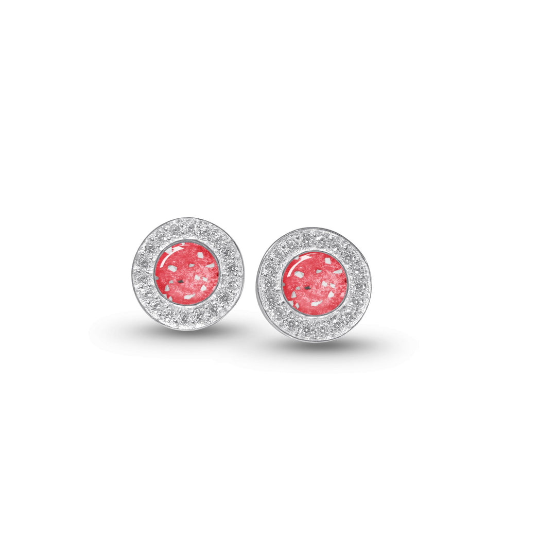 Halo Cubic Zirconia (CZ) Round Ashes Earrings - Nicky Robin Memorial Jewellery