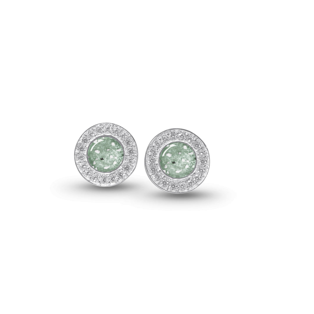 Halo Cubic Zirconia (CZ) Round Ashes Earrings - Nicky Robin Memorial Jewellery