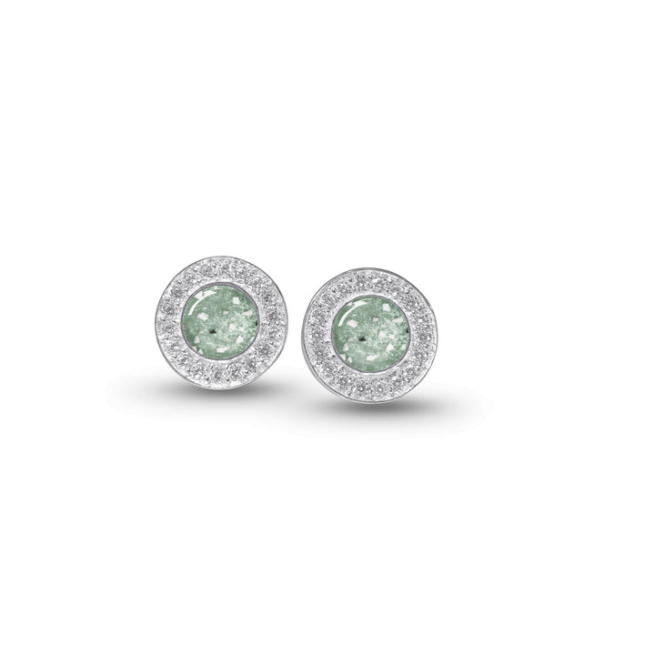 Halo Cubic Zirconia (CZ) Round Ashes Earrings - Nicky Robin Memorial Jewellery