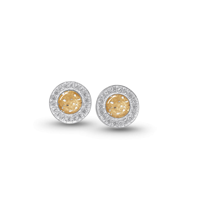 Halo Cubic Zirconia (CZ) Round Ashes Earrings - Nicky Robin Memorial Jewellery