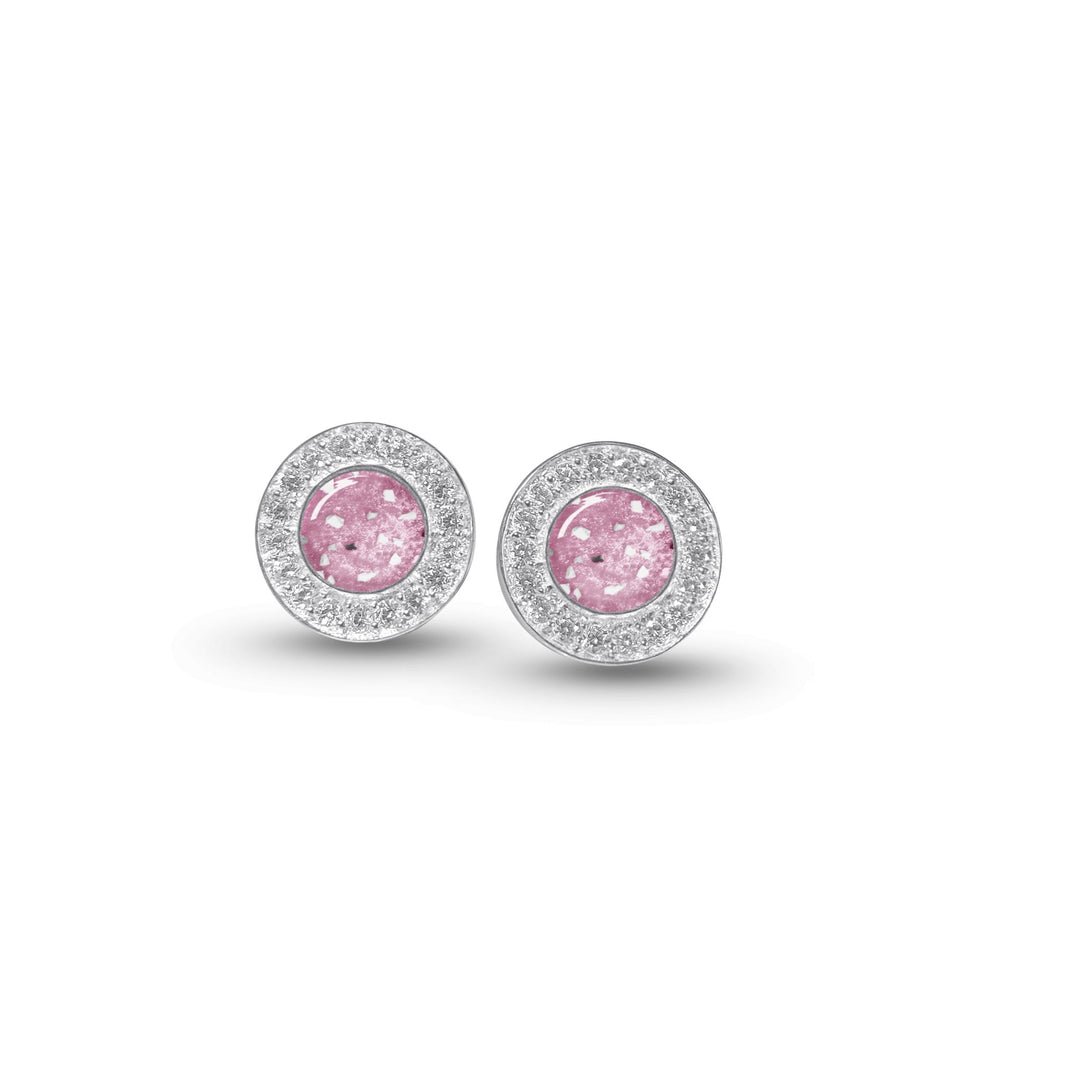 Halo Cubic Zirconia (CZ) Round Ashes Earrings - Nicky Robin Memorial Jewellery