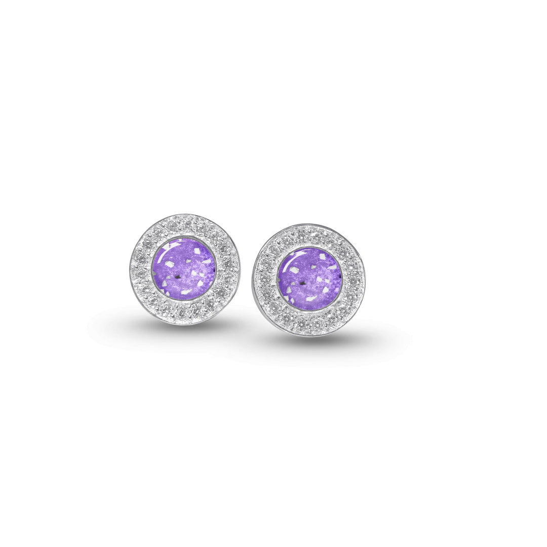 Halo Cubic Zirconia (CZ) Round Ashes Earrings - Nicky Robin Memorial Jewellery