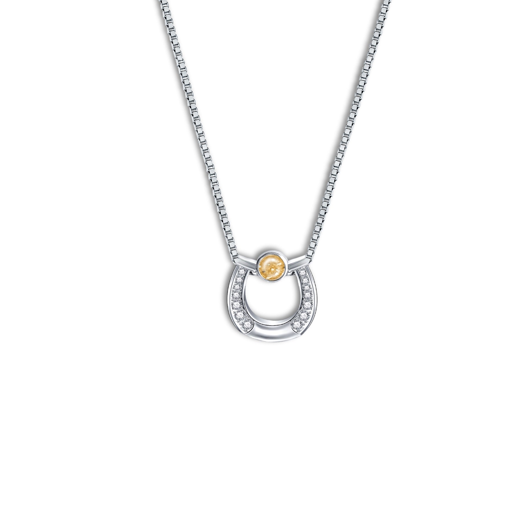 Horseshoe Cremation Ashes Memorial Necklace with Crystals