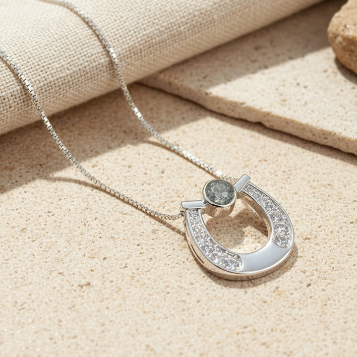 Horseshoe Ashes Necklace with Crystals - Nicky Robin Memorial Jewellery