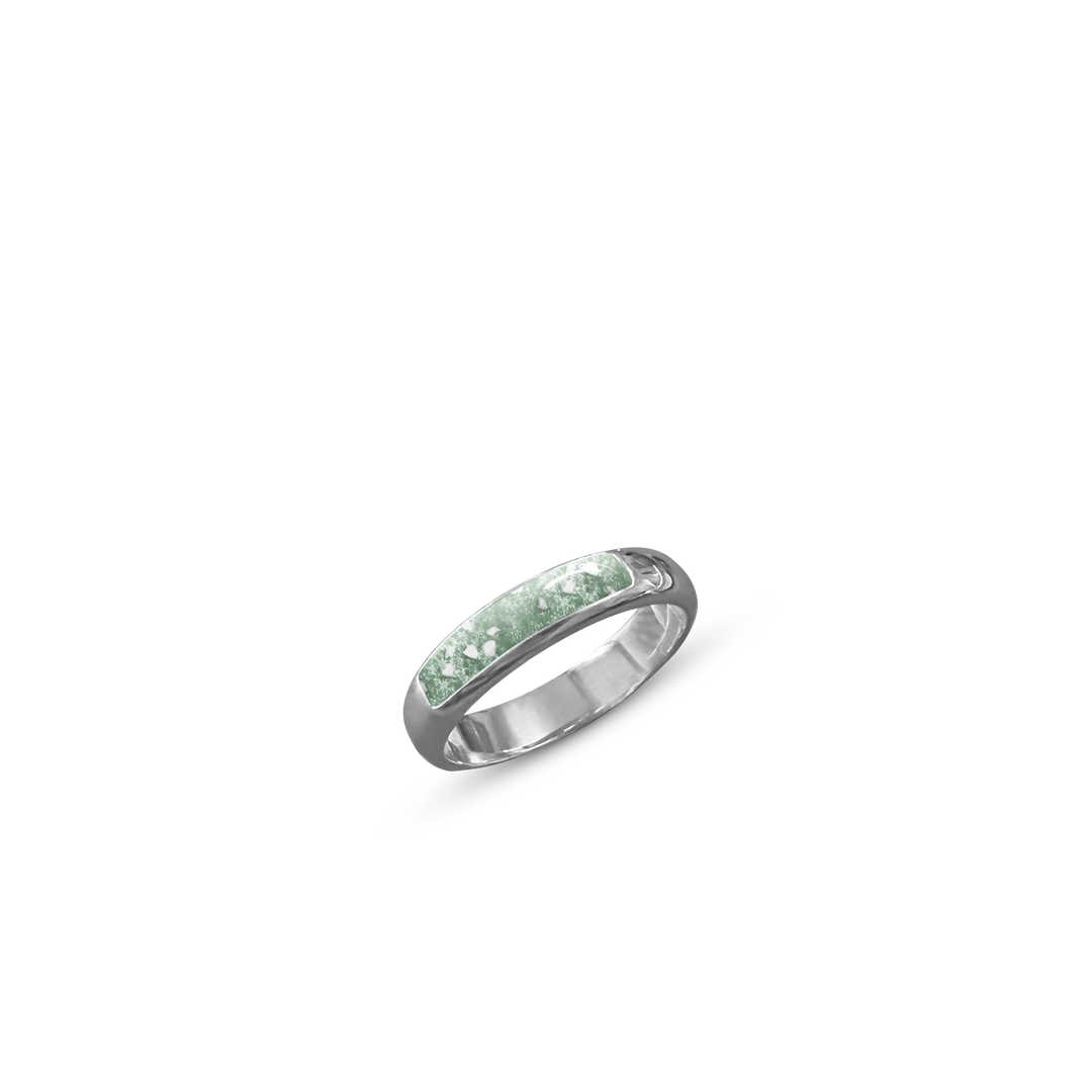 White Single Channel Memorial Ashes Ring Band - Nicky Robin Memorial Jewellery