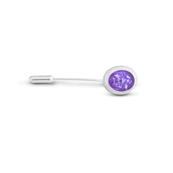 Purple Mens Oval Memorial Ashes Tie Pin - Nicky Robin Memorial Jewellery