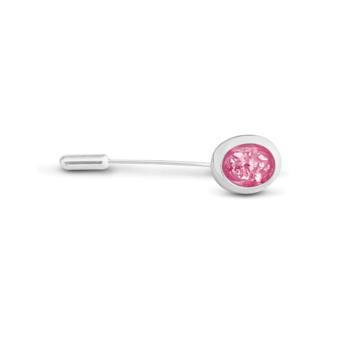 Pink Mens Oval Memorial Ashes Tie Pin - Nicky Robin Memorial Jewellery