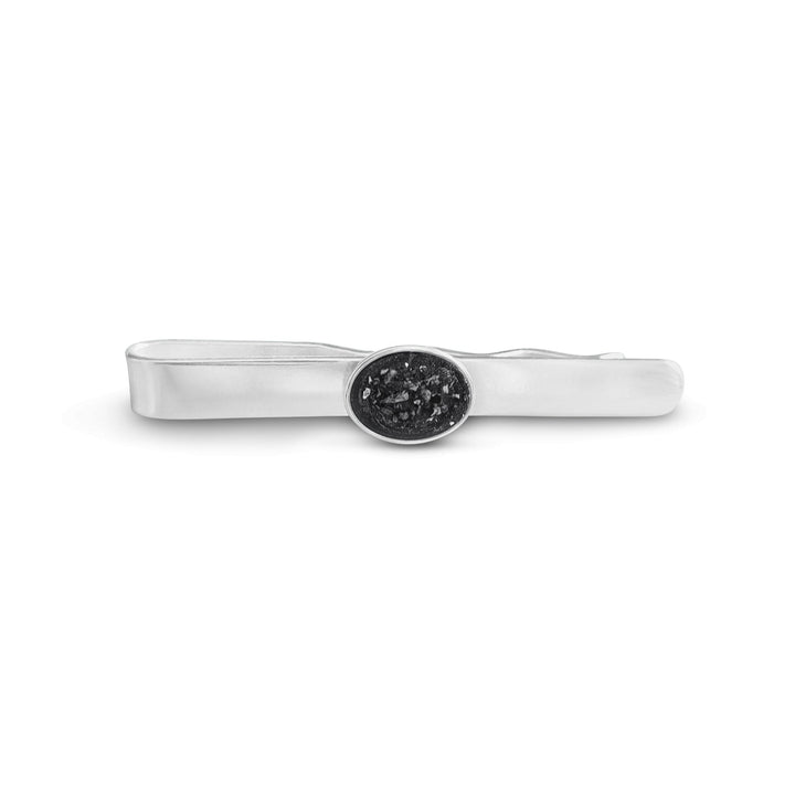 Black Mens Oval Memorial Ashes Tie Slide - Nicky Robin Memorial Jewellery