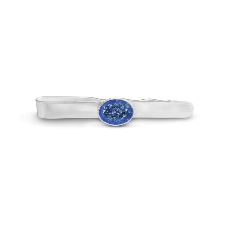 Sapphire Mens Oval Memorial Ashes Tie Slide - Nicky Robin Memorial Jewellery