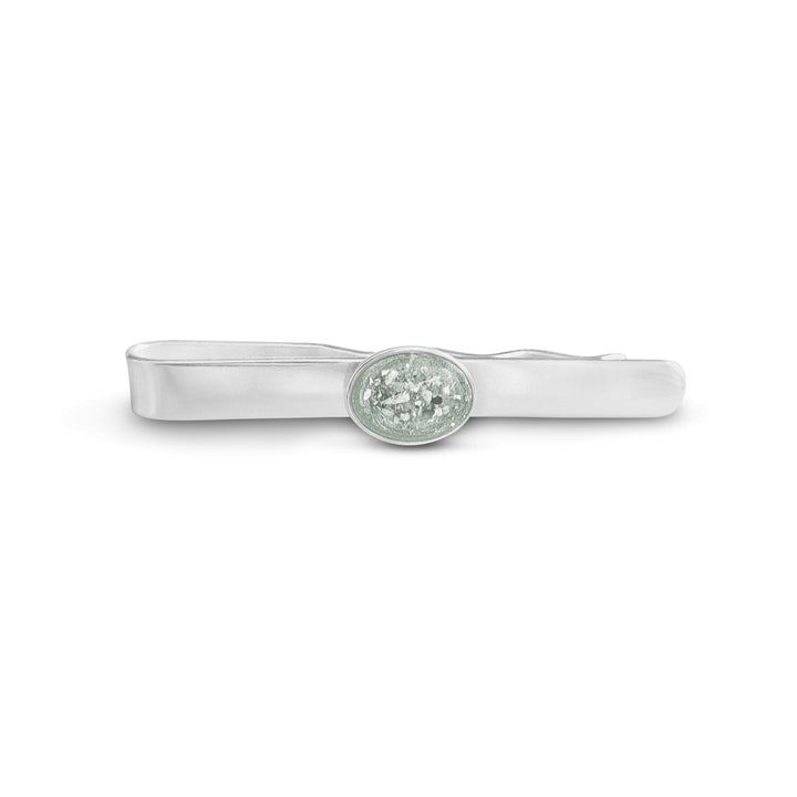 White Mens Oval Memorial Ashes Tie Slide - Nicky Robin Memorial Jewellery