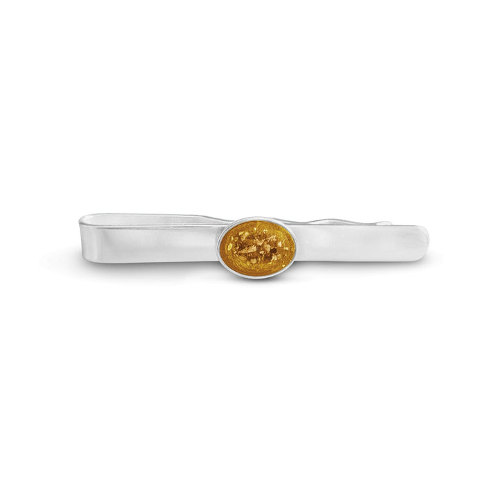 Gold Mens Oval Memorial Ashes Tie Slide - Nicky Robin Memorial Jewellery