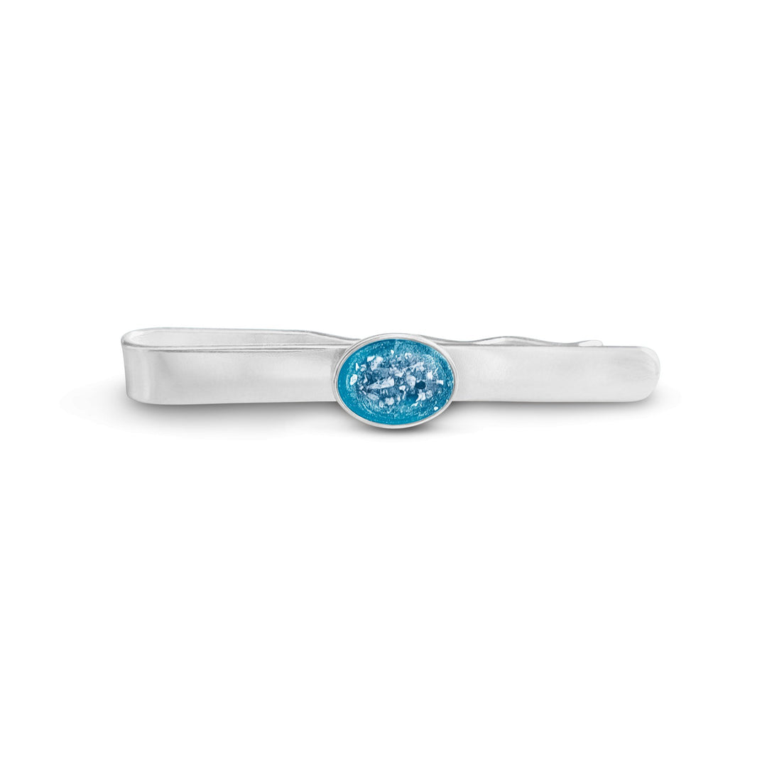 Mens Oval Memorial Ashes Tie Slide - Nicky Robin Memorial Jewellery