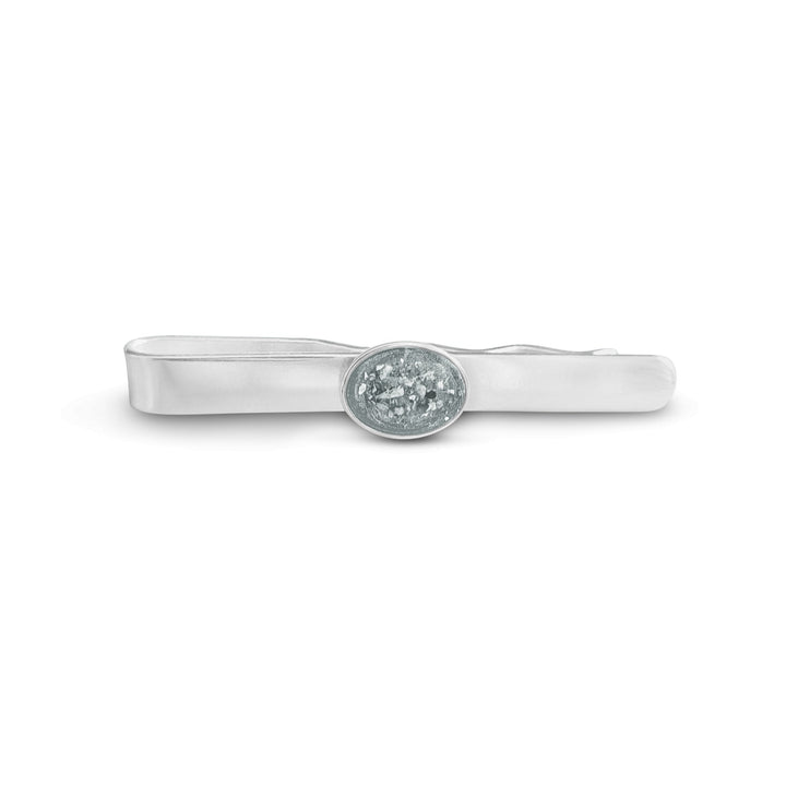 Silver Mens Oval Memorial Ashes Tie Slide - Nicky Robin Memorial Jewellery