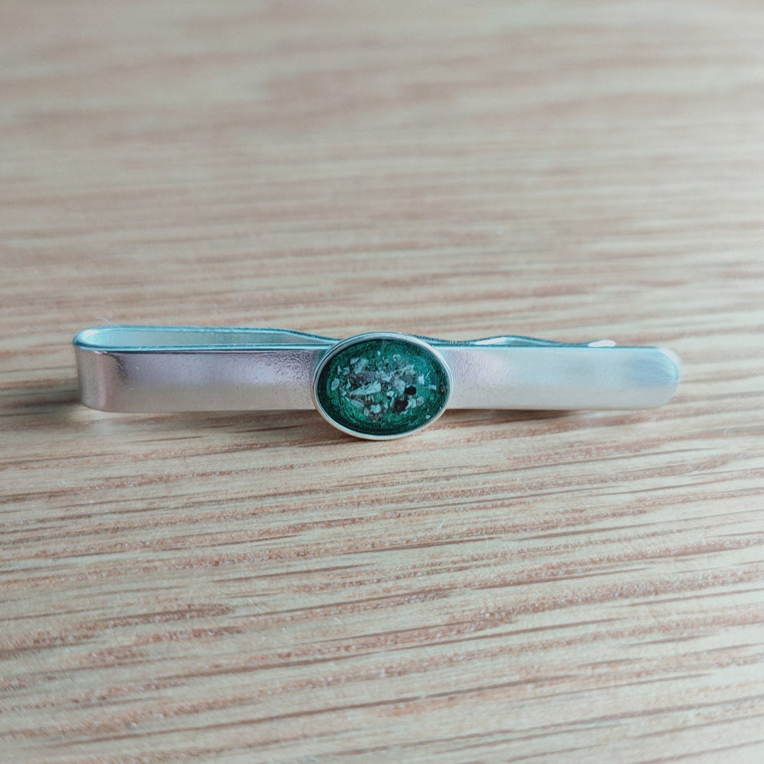 Mens Oval Memorial Ashes Tie Slide - Nicky Robin Memorial Jewellery