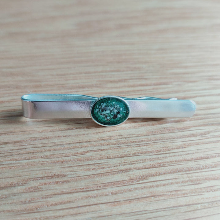 Mens Oval Memorial Ashes Tie Slide - Nicky Robin Memorial Jewellery
