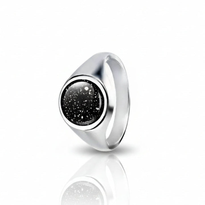 Mens Round Memorial Ashes Signet Ring - Nicky Robin Memorial Jewellery
