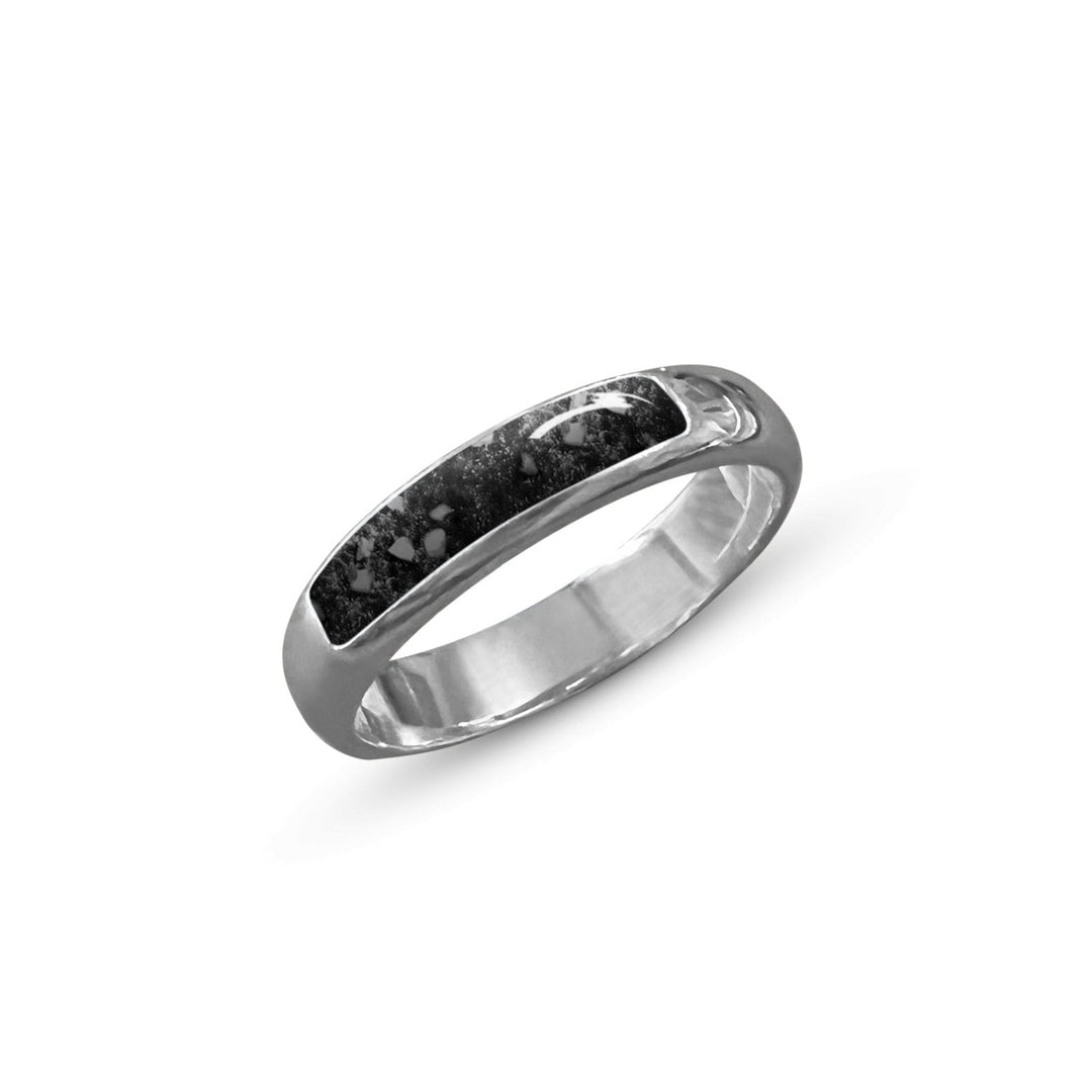 Black Mens Single Channel Memorial Ashes Ring Band - Nicky Robin Memorial Jewellery