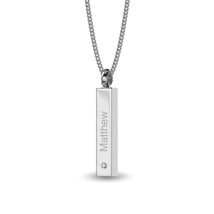 Personalised Engraved 3D Bar Ashes Necklace - Up to 4 Names - Nicky Robin Memorial Jewellery