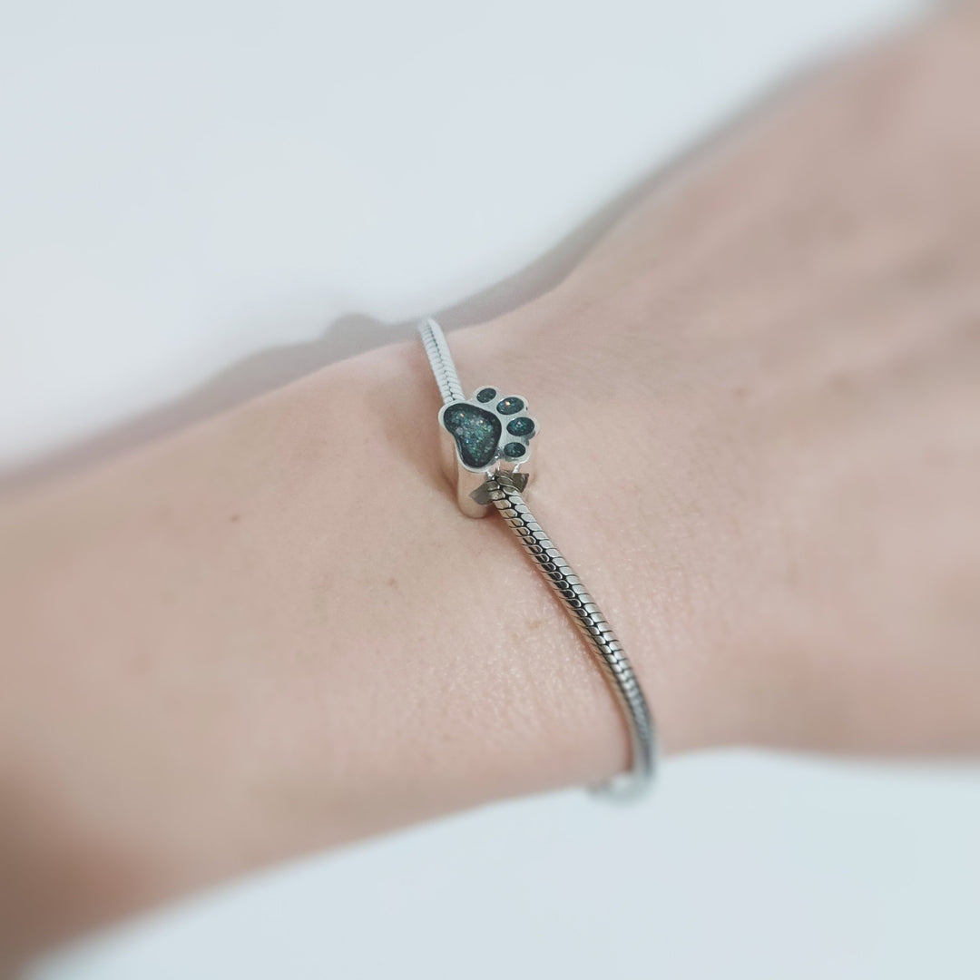 Pet Paw Memorial Ashes Charm Bead - Nicky Robin Memorial Jewellery