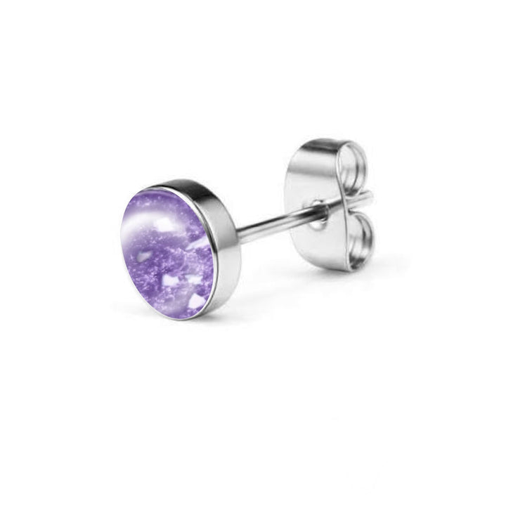 Single Round Stud Ashes Earring - Nicky Robin Memorial Jewellery