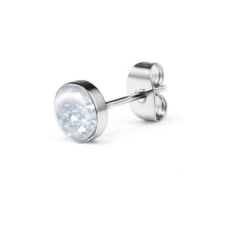 Single Round Stud Ashes Earring - Nicky Robin Memorial Jewellery