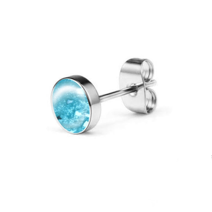 Single Round Stud Ashes Earring - Nicky Robin Memorial Jewellery