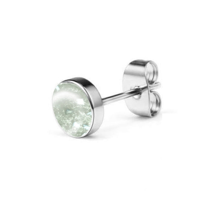 Single Round Stud Ashes Earring - Nicky Robin Memorial Jewellery