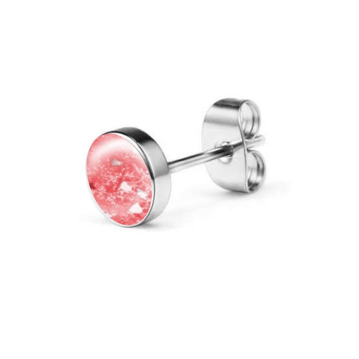 Single Round Stud Ashes Earring - Nicky Robin Memorial Jewellery