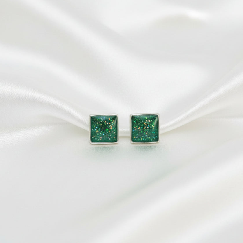 square memorial ashes earrings to showcase