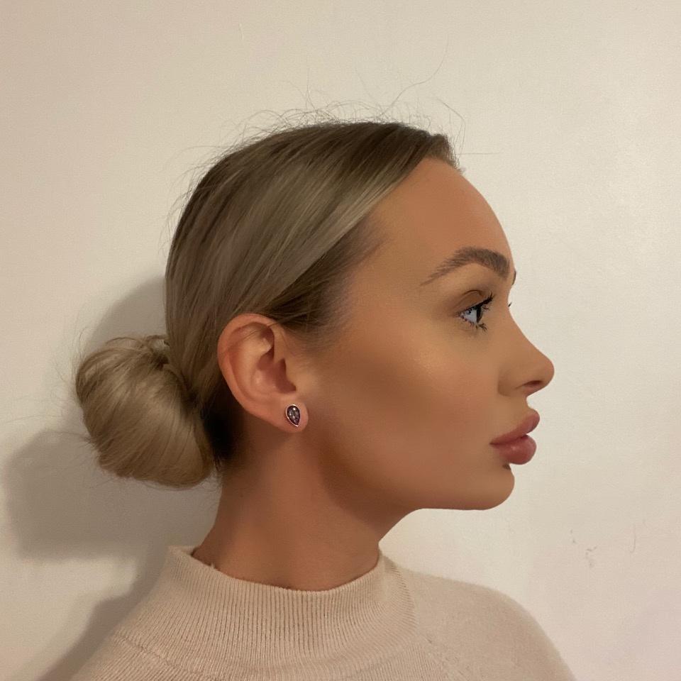 Model Wearing Teardrop Cremation Ashes Earrings - Nicky Robin Memorial Jewellery