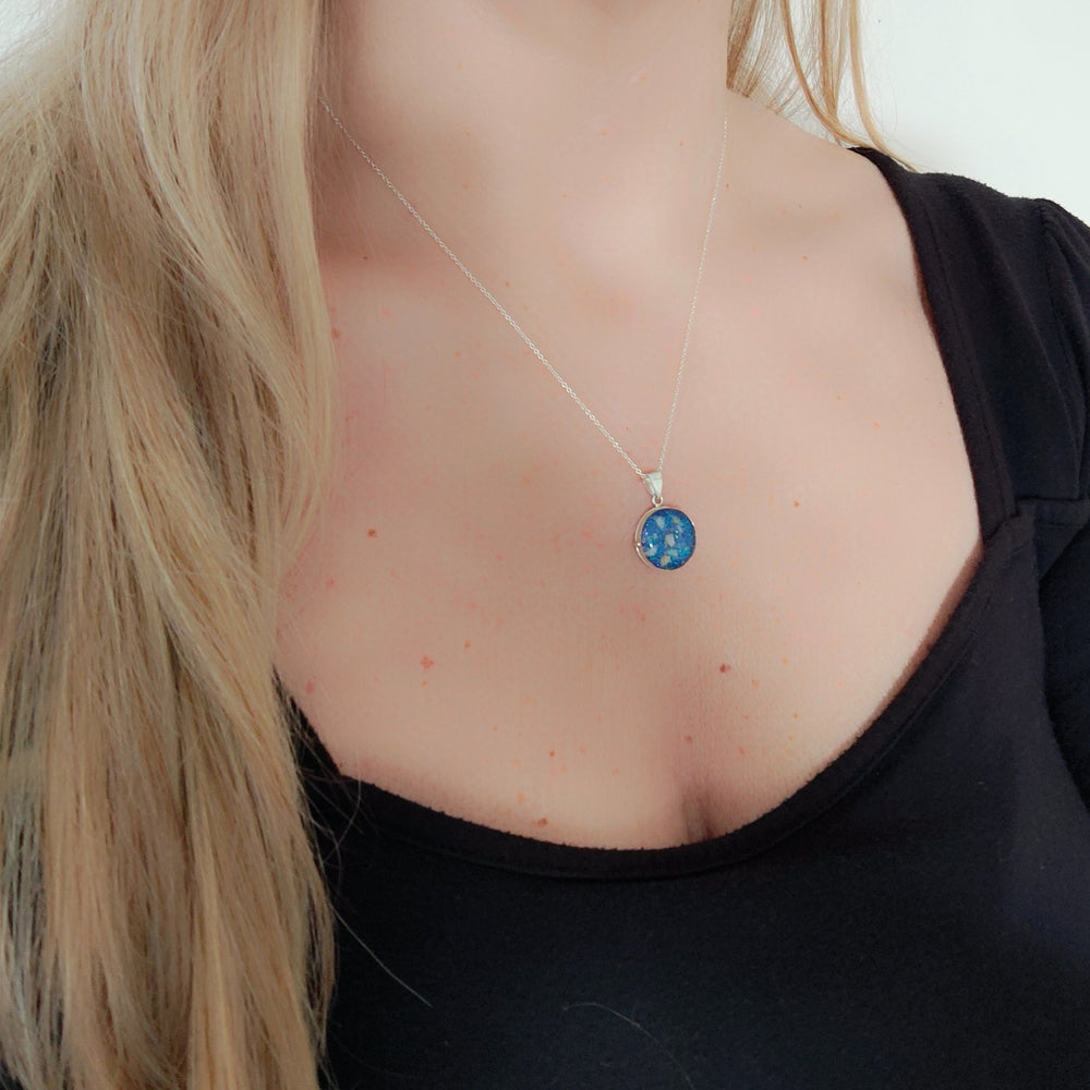 Modelling Timeless Round Ashes Locket - Nicky Robin Memorial Jewellery