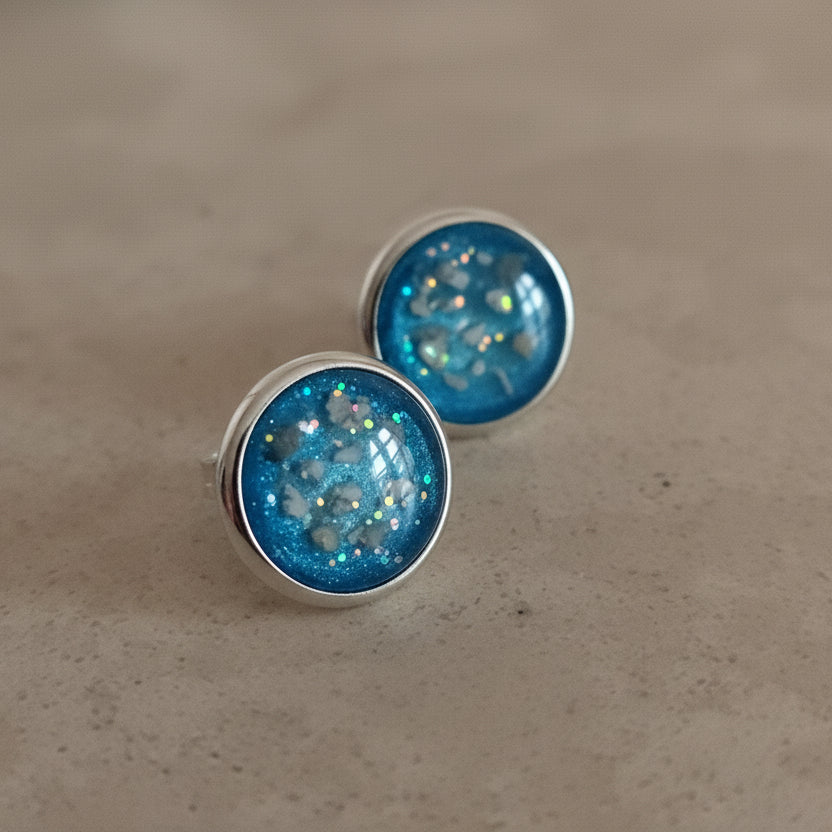 Timeless Round Memorial Ashes Earrings - Nicky Robin Memorial Jewellery