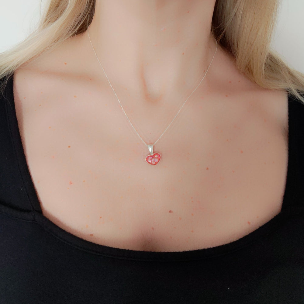 Lady Wearing True Heart Ashes Necklace - Nicky Robin Memorial Jewellery